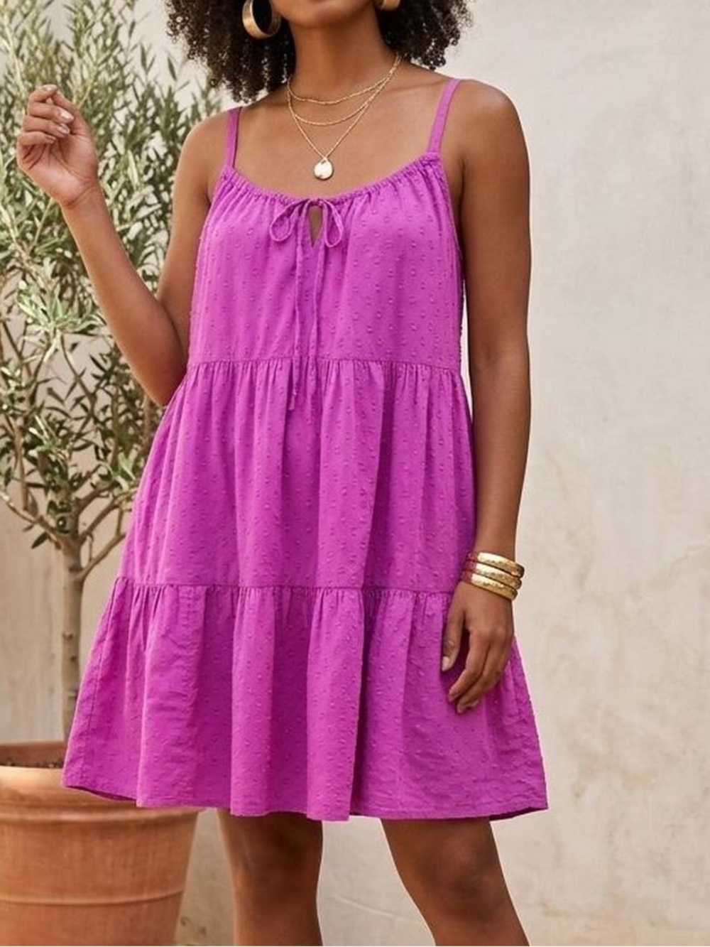 Old Navy Purple Cami Tiered Dress Size Medium
